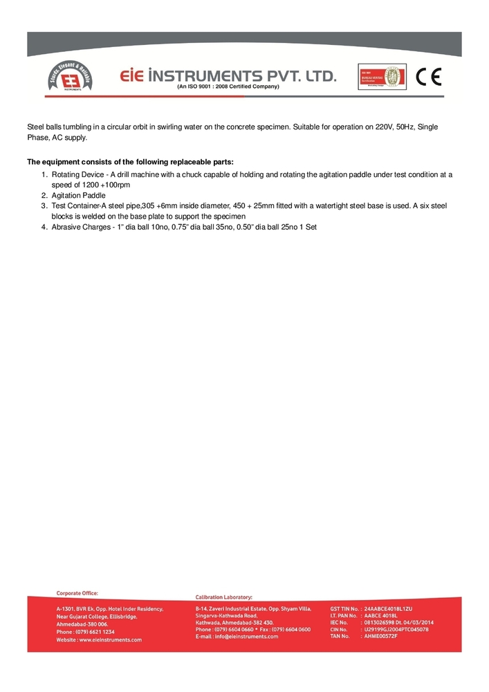 Abrasion Resistance Of Concrete - Under Water Mathod