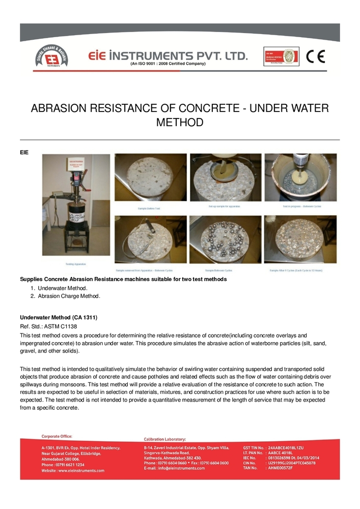 Abrasion Resistance Of Concrete - Under Water Mathod
