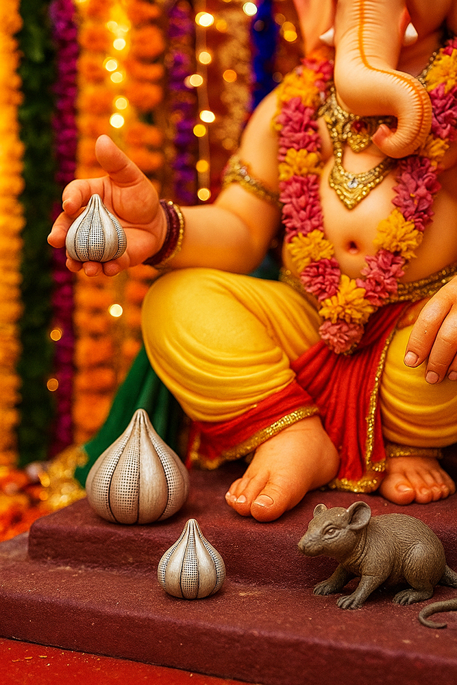 Set Of Three Modak Decoration Item