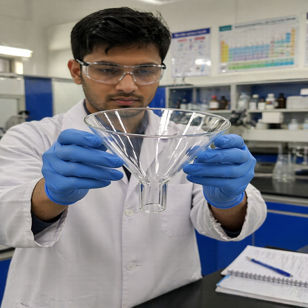 laboratory conical glass funnel