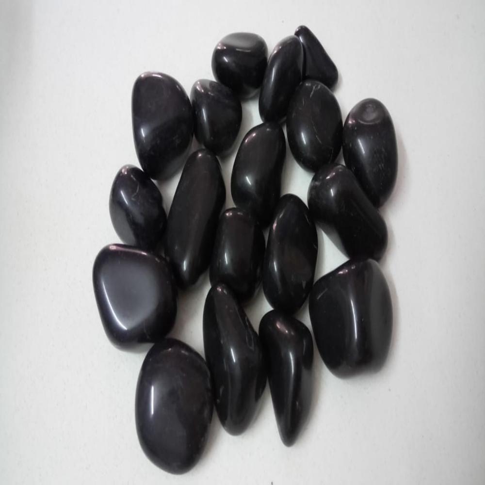 Polyurethane chemical coating high polished natural black pebbles for garden decoration and landscaping and flooring