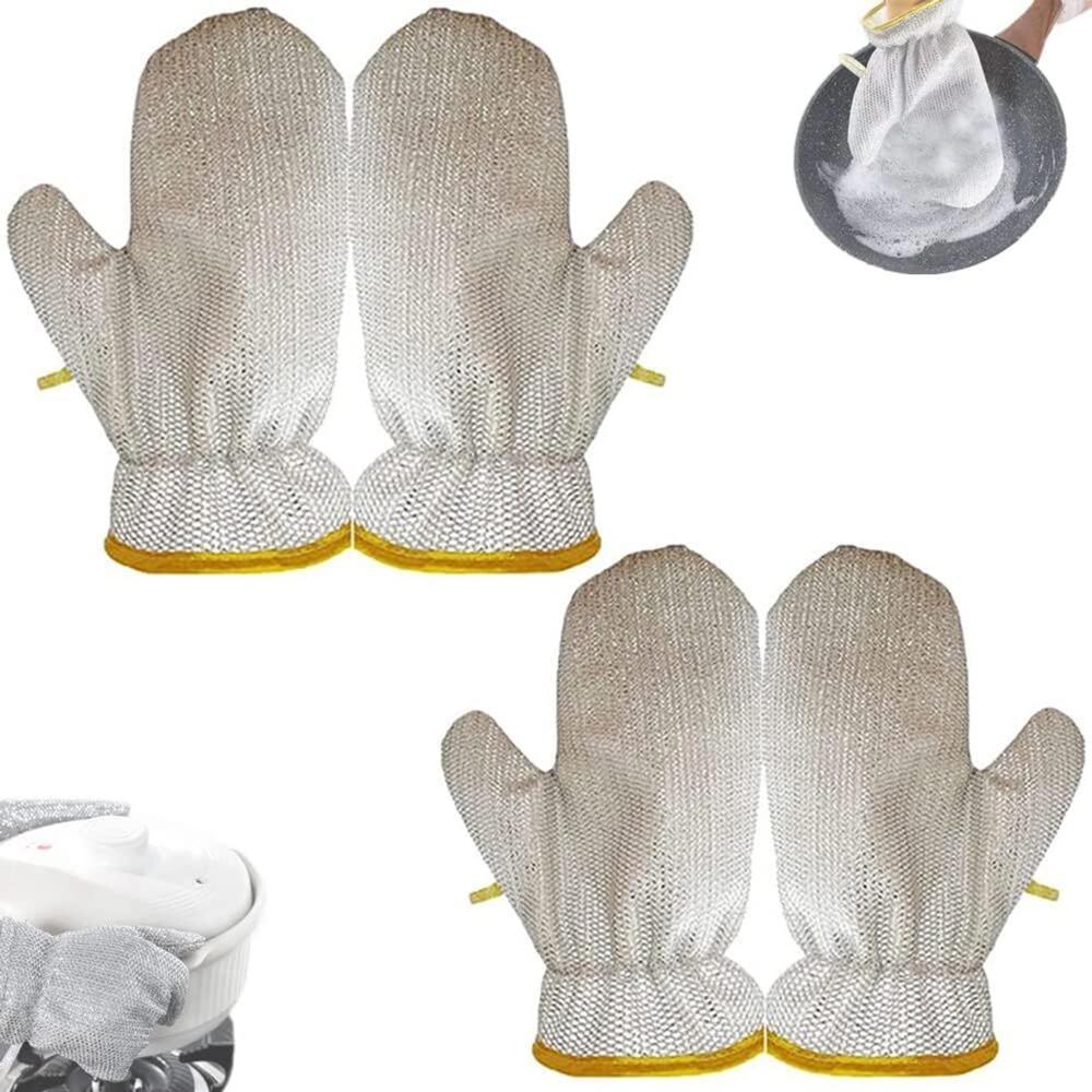 Steel Wire Dishwashing Gloves Reusable Scrubber Cleaning Gloves