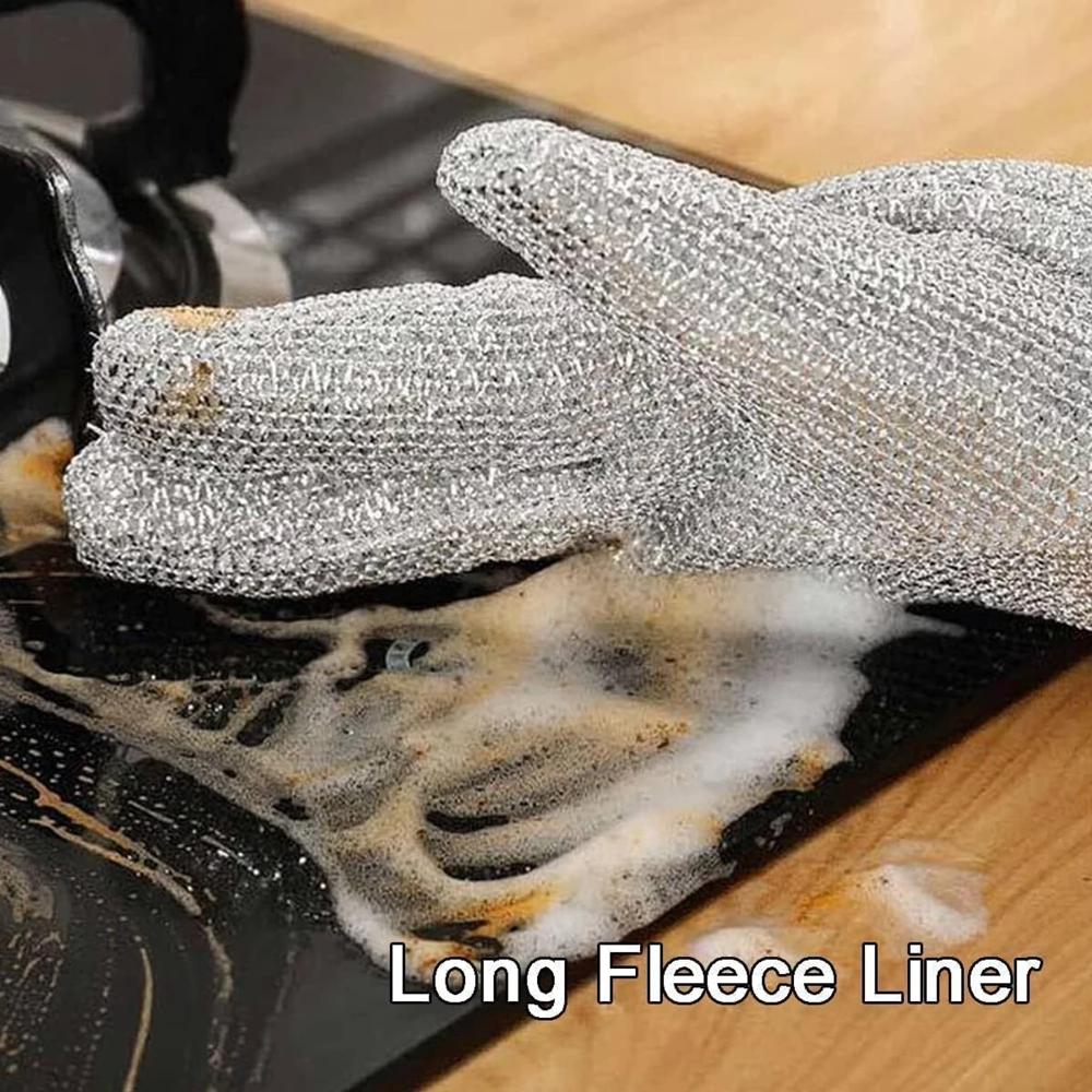 Steel Wire Dishwashing Gloves Reusable Scrubber Cleaning Gloves