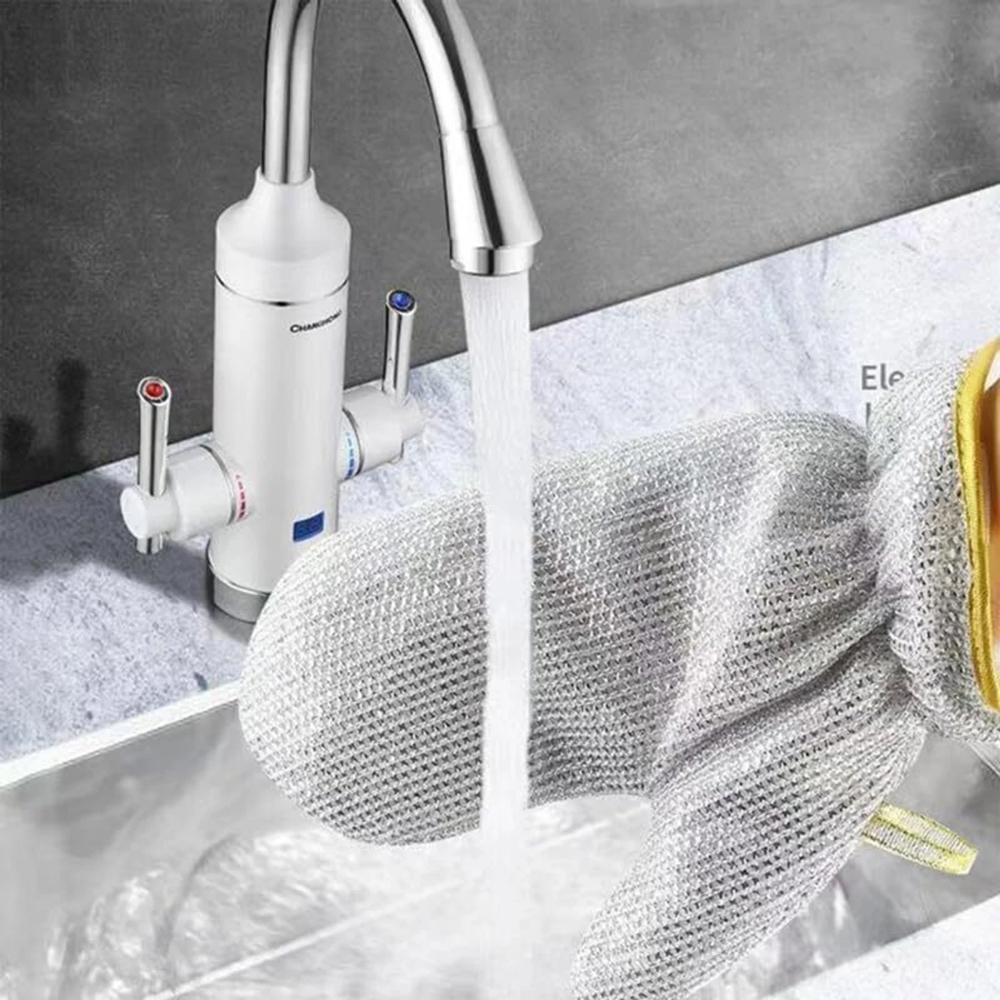 Steel Wire Dishwashing Gloves Reusable Scrubber Cleaning Gloves