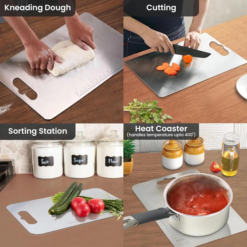 Heavy Duty Stainless Steel Chopping Board for Kitchen, Rust-Proof Cutting Board