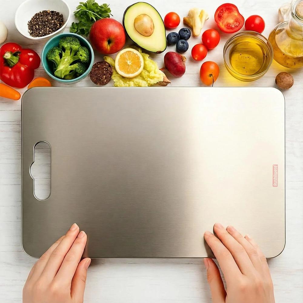Heavy Duty Stainless Steel Chopping Board for Kitchen, Rust-Proof Cutting Board