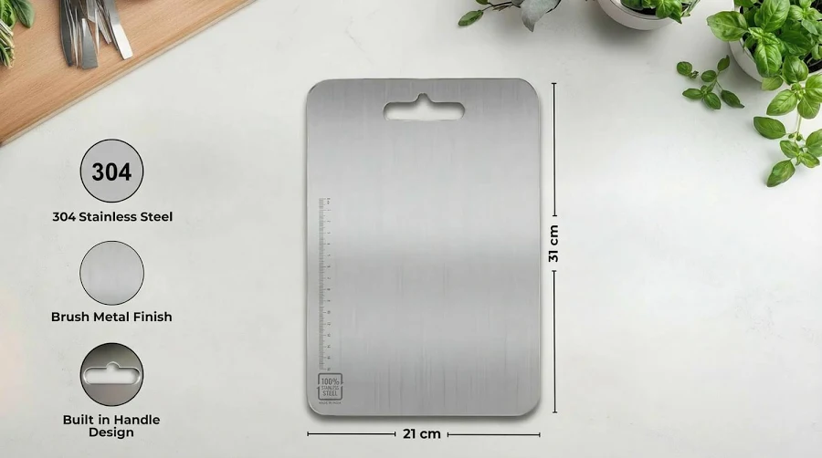 Heavy Duty Stainless Steel Chopping Board for Kitchen, Rust-Proof Cutting Board