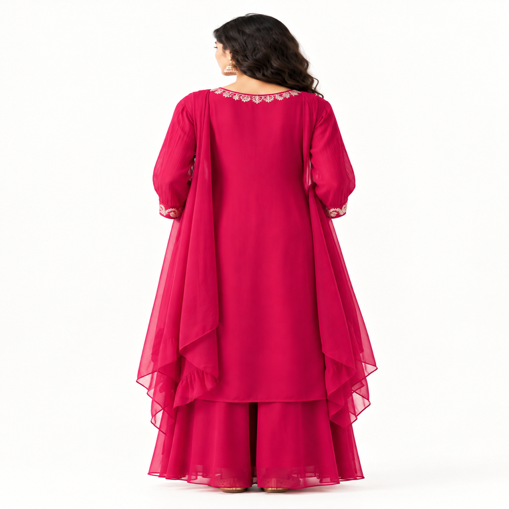 One Piece Anarkali Suit With Jacket And Dupatta