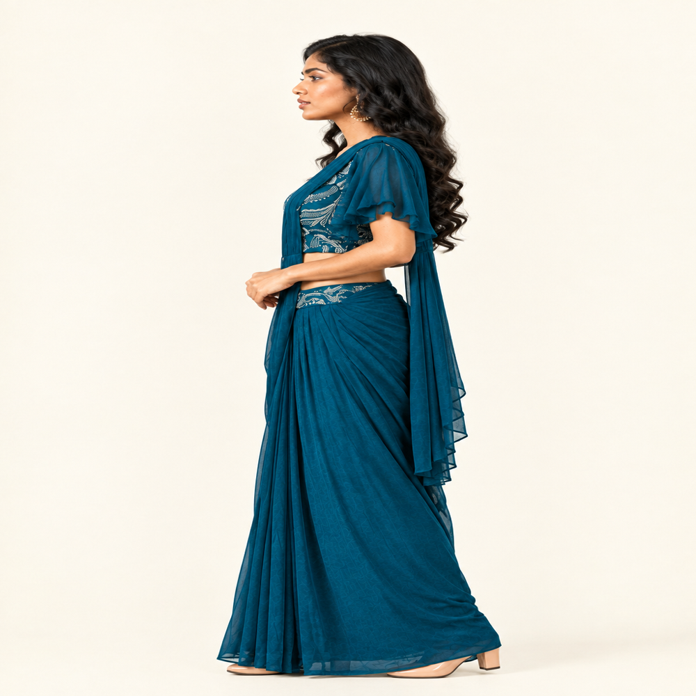 Ladies Indo Wetern Sequence Work Saree