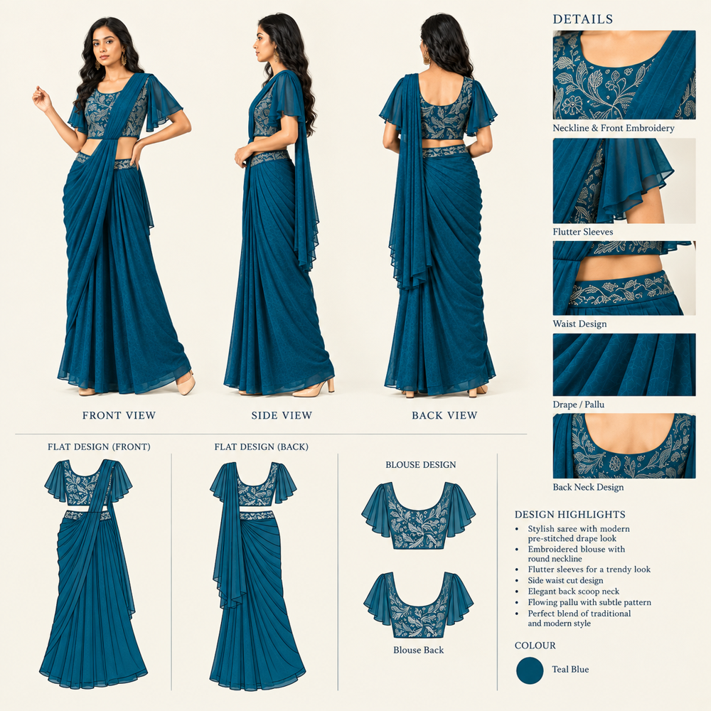 Ladies Indo Wetern Sequence Work Saree