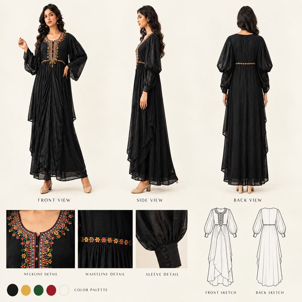 Dhoti Pattern One Piece Drape Style Indo Western Designer Gown