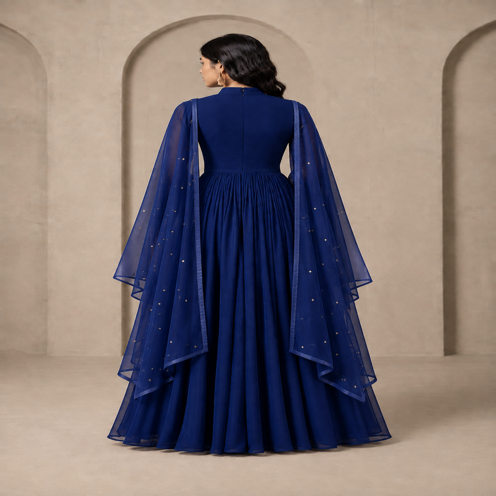 Ladies Handwork Sequence And Bead One Piece Gown With Belt