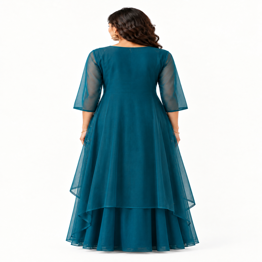 Ladies Elegant Aari Work Anarkali Gown With Jacket