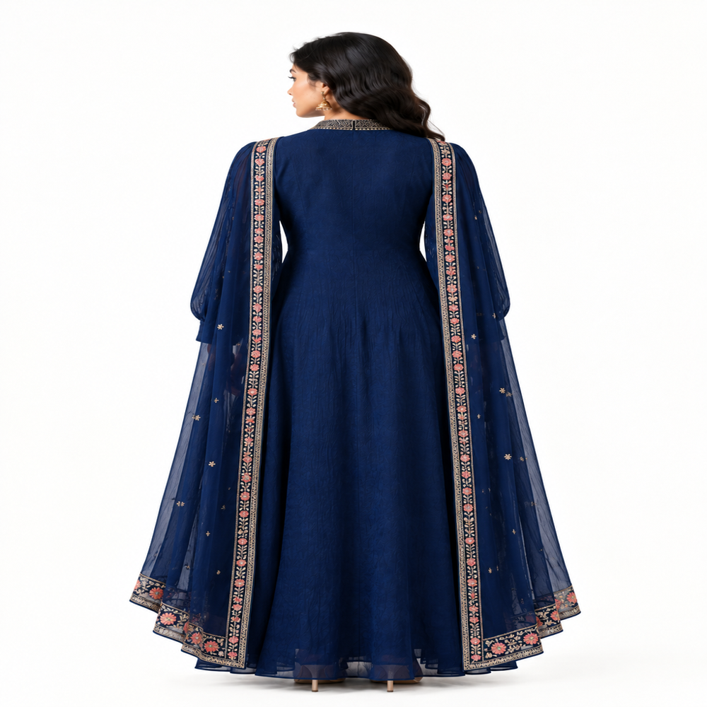 Ladies One Piece Hand Embroidery Draped Gown