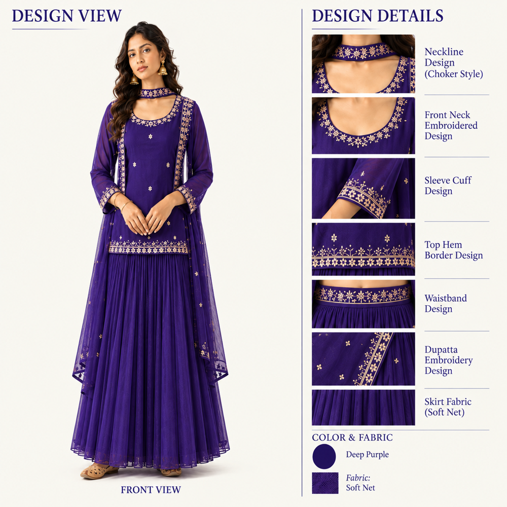 Ladies Handwork Zardozi Kurti Set with One Piece With Belt