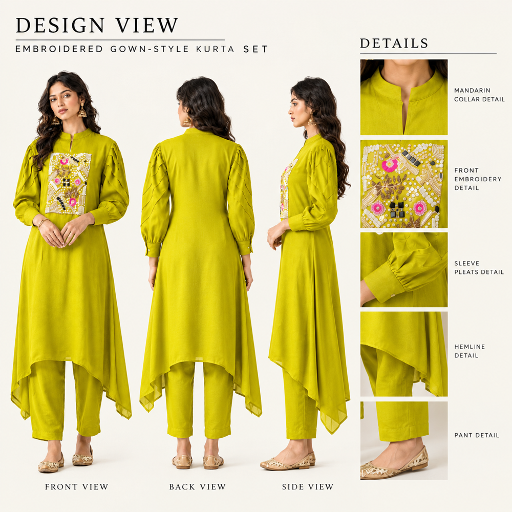 Ladies A Line Sequence Work Kurti Set With Pant