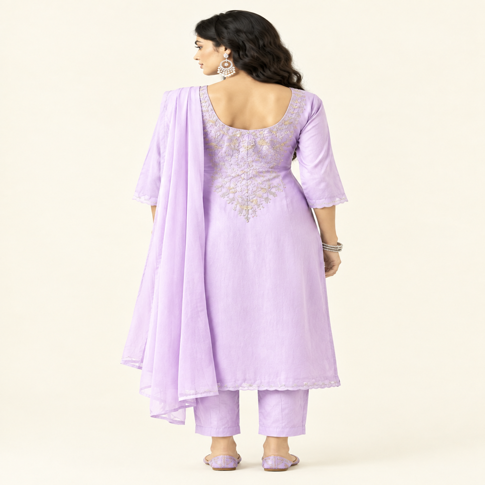 Ladies 3 Piece Bead Work Chudidhar Kurti Set With Dupatta
