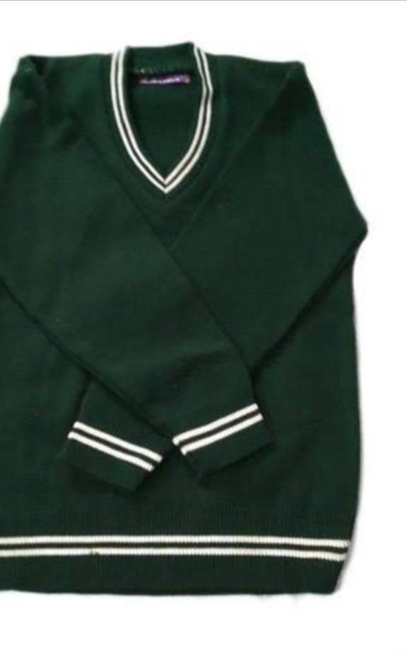 Dark Green School V Neck Sweater