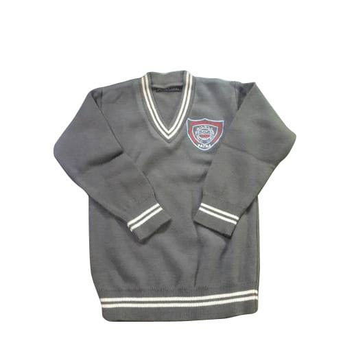 Grey And White School V Neck Sweater