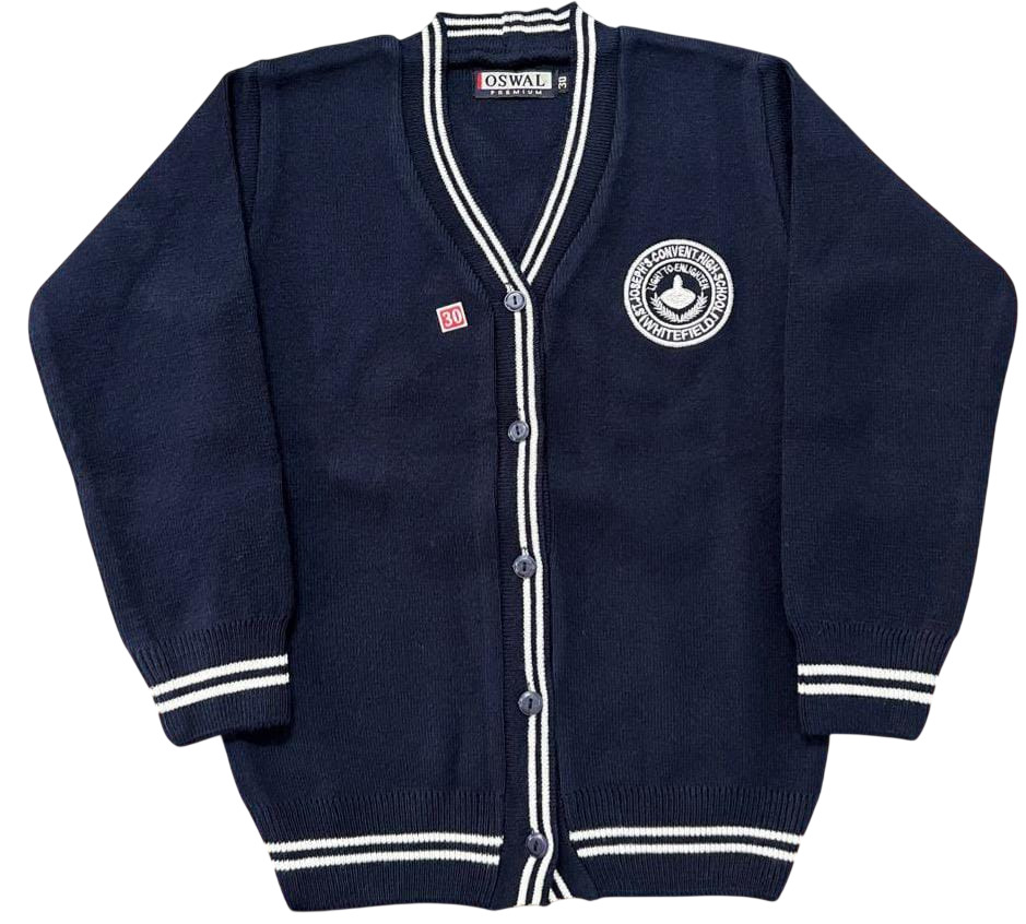 Navy Blue School V Neck Cardigan