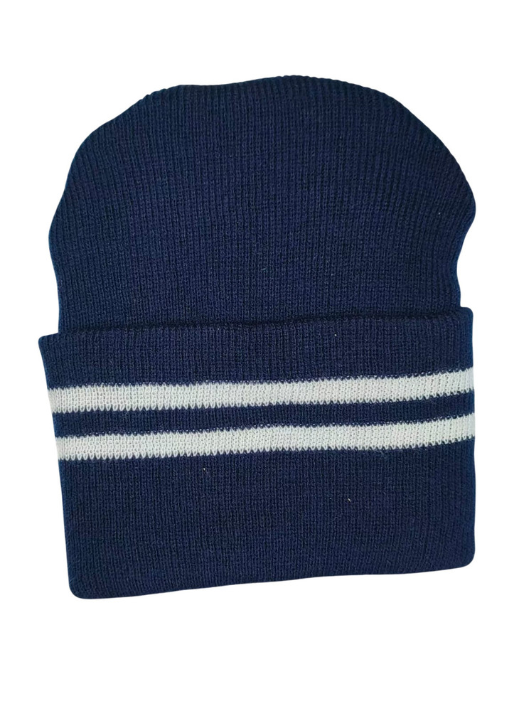 Navy Blue And White School Winter Cap