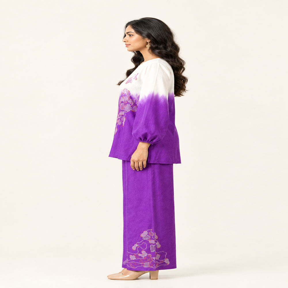 Ladies Purple And White Sequence And Beadwork Co-Ord Set