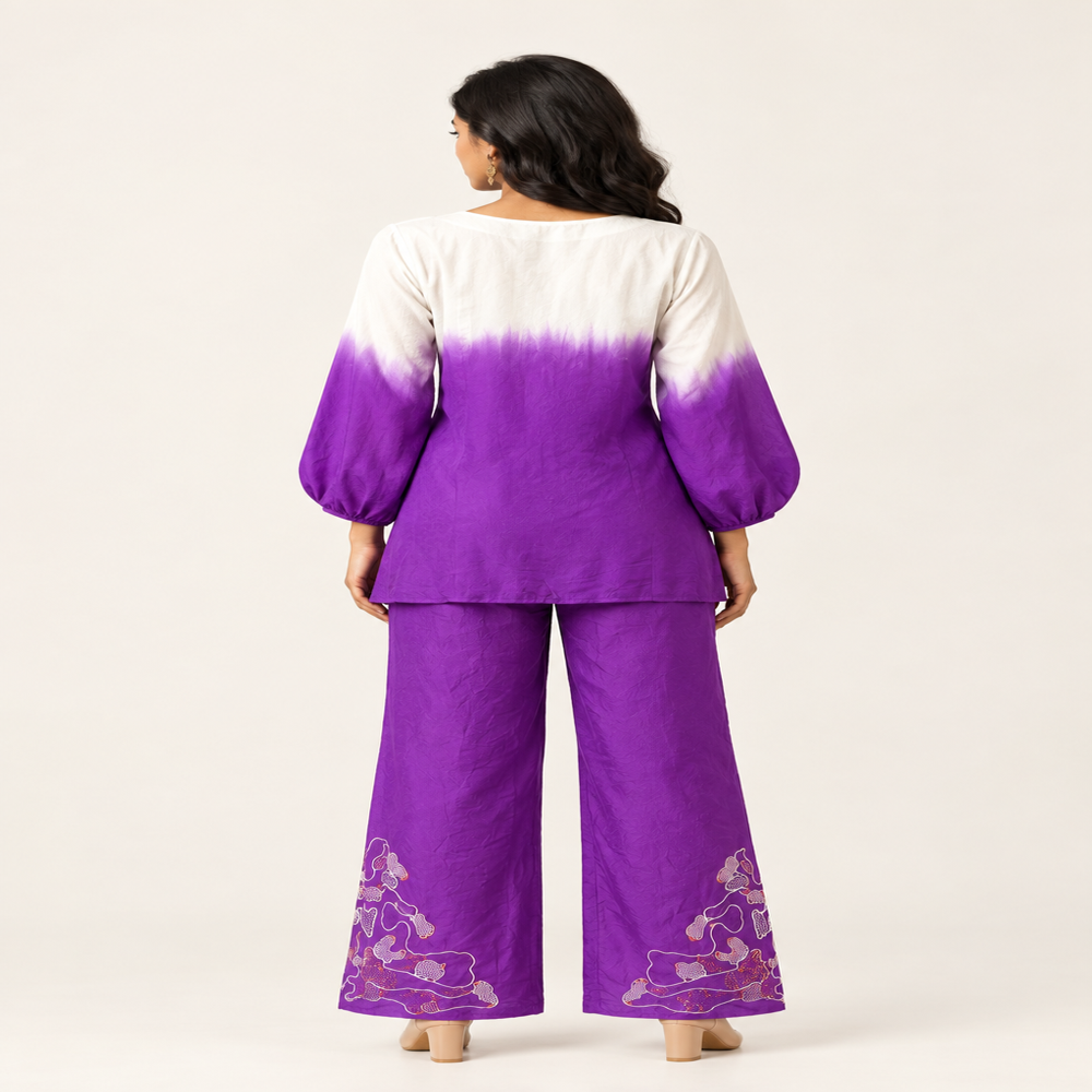 Ladies Purple And White Sequence And Beadwork Co-Ord Set