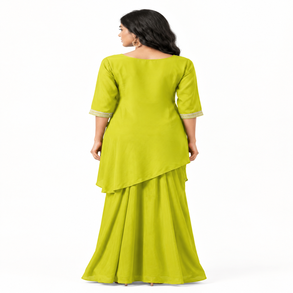 One Piece Dhoti Pattern Zari Work Tunic Dress