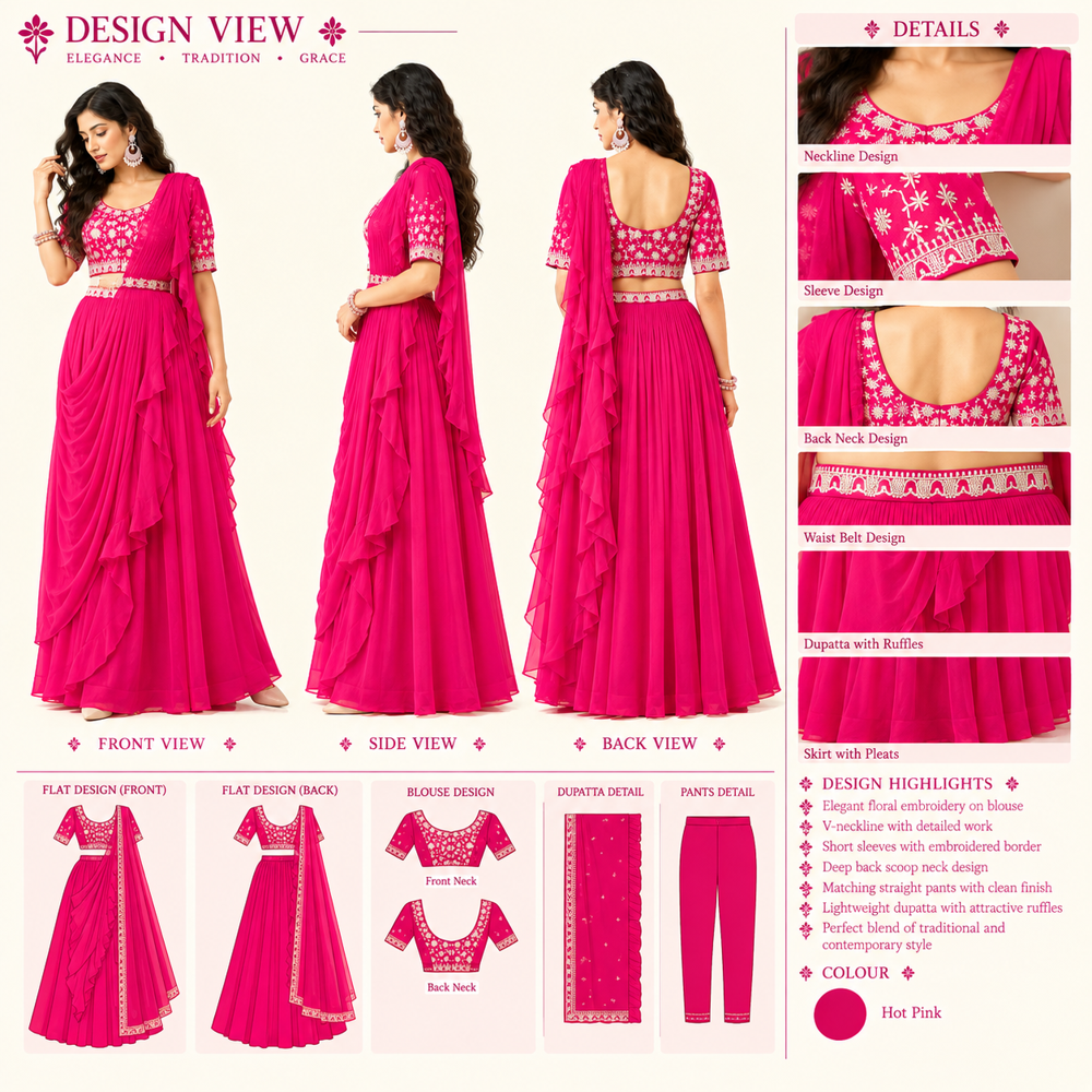 Ladies Indo Western Saree With Dupatta