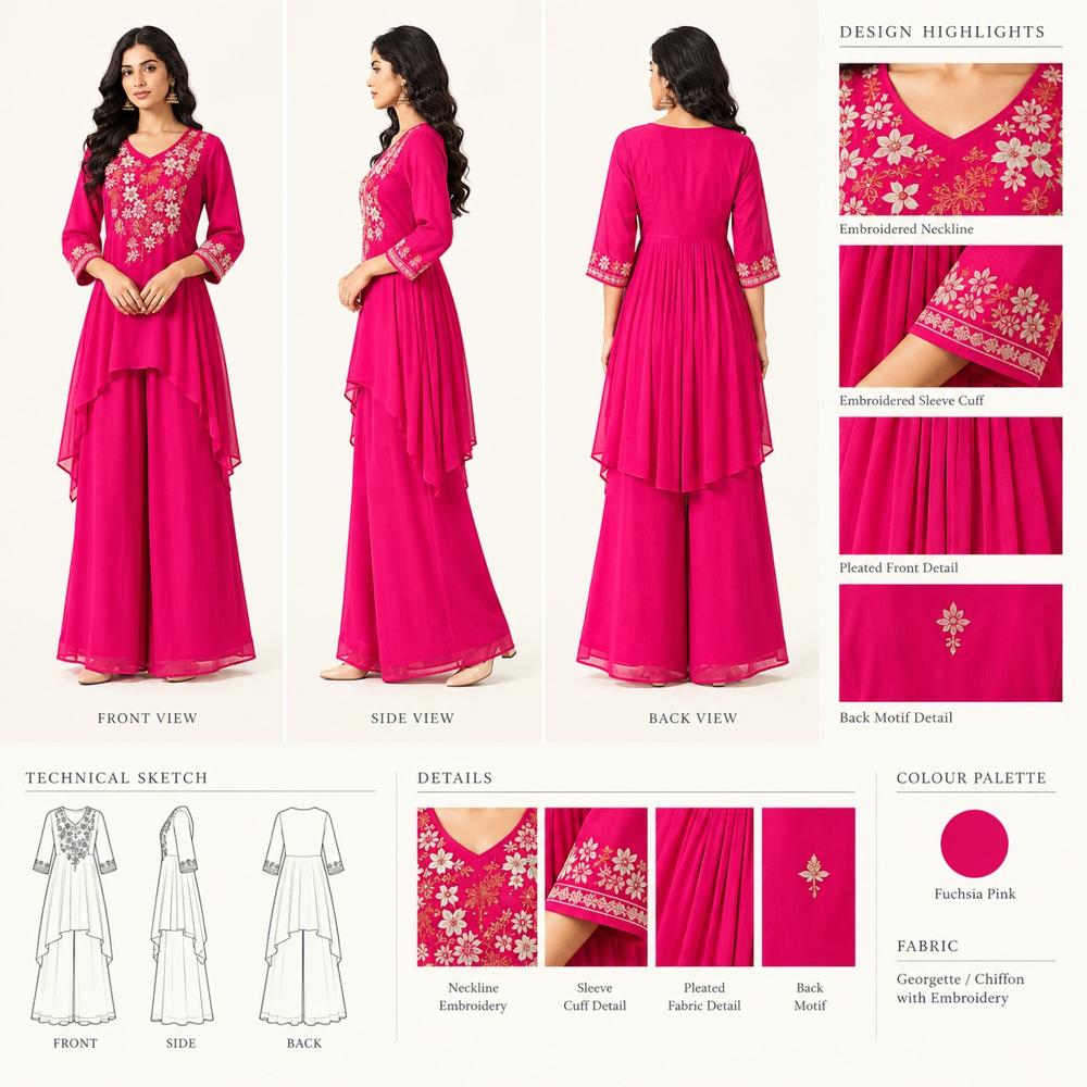 Ladies Asymmetric High Low Indo Western Tunic Dress