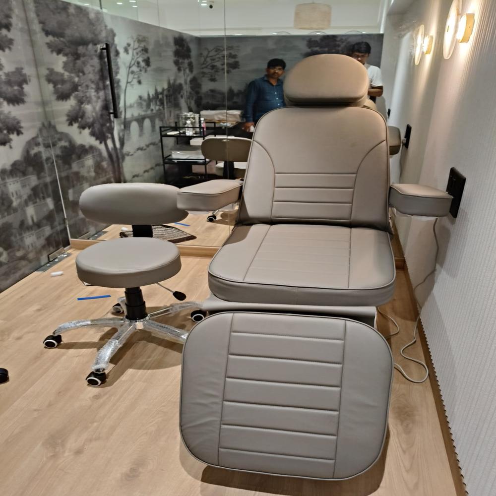 Orange And White PU Leather Dermatology Chair Cum Bed