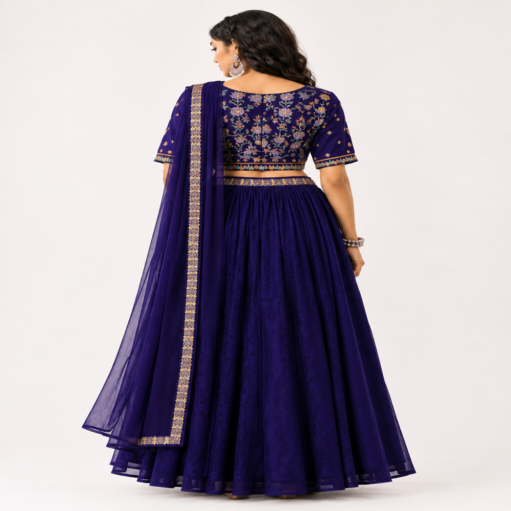 Ladies Aari And Hand Embroidery Work Saree With Blouse And Skirt