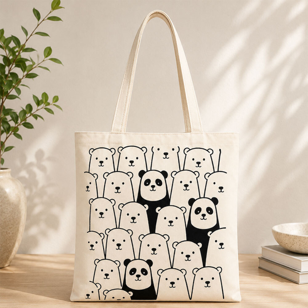 Printed Cotton Canvas Tote Bag (Open Mouth)