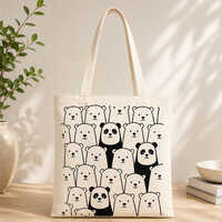 Printed Cotton Canvas Tote Bag (Open Mouth)