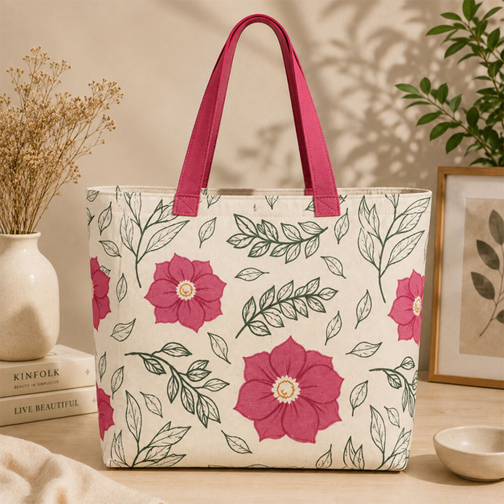 Cotton Canvas Carry Bag With Inside Zipper Pocket