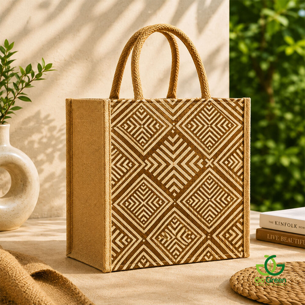 JUTE MULTIPURPOSE BAG with Zipper Closure