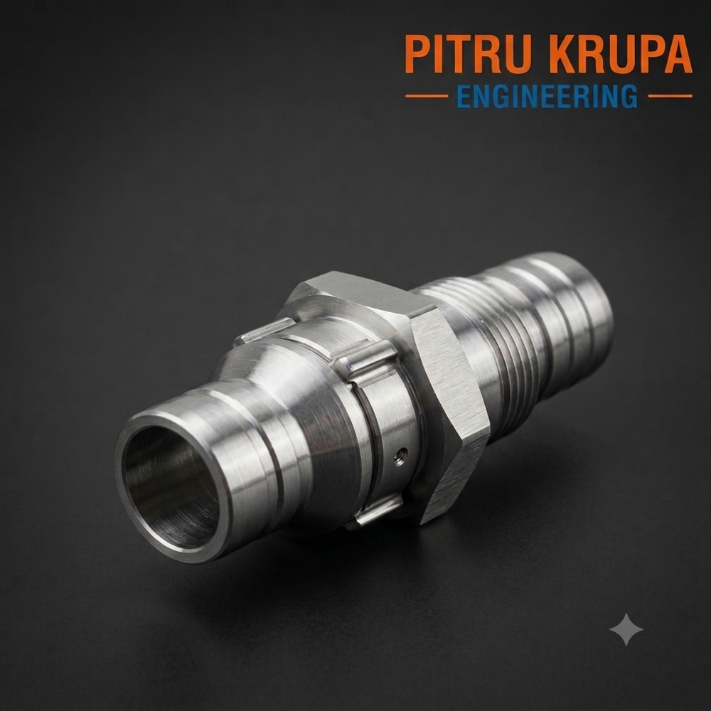 CNC Machined Stainless Steel Hose Barb Fitting with Hex Nut