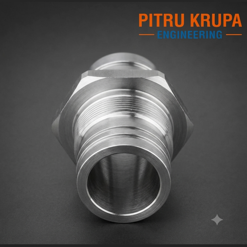 CNC Machined Stainless Steel Hose Barb Fitting with Hex Nut