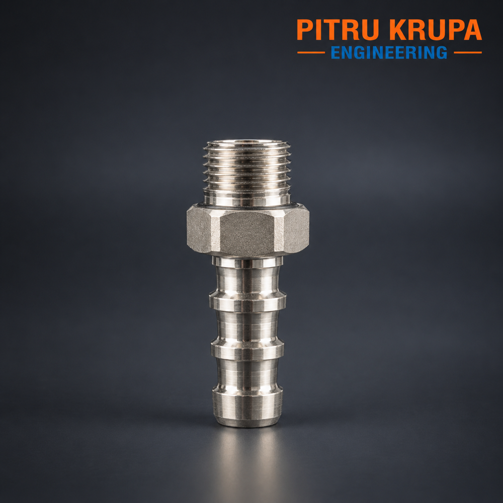 CNC Machined Stainless Steel Hose Barb Adapter