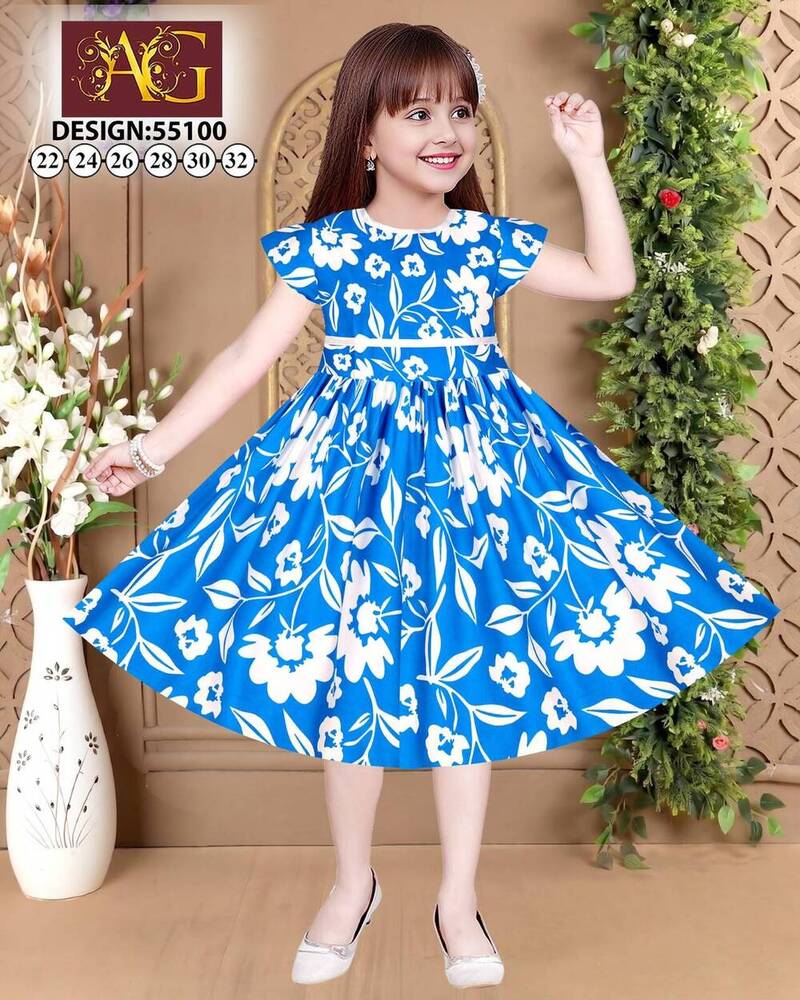 55100 Blue Printed Frock