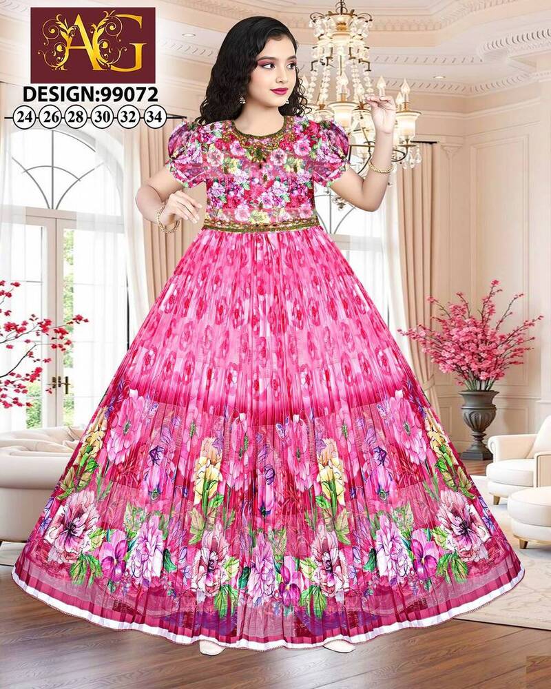 99072 Flower Printed Baby Long Frock