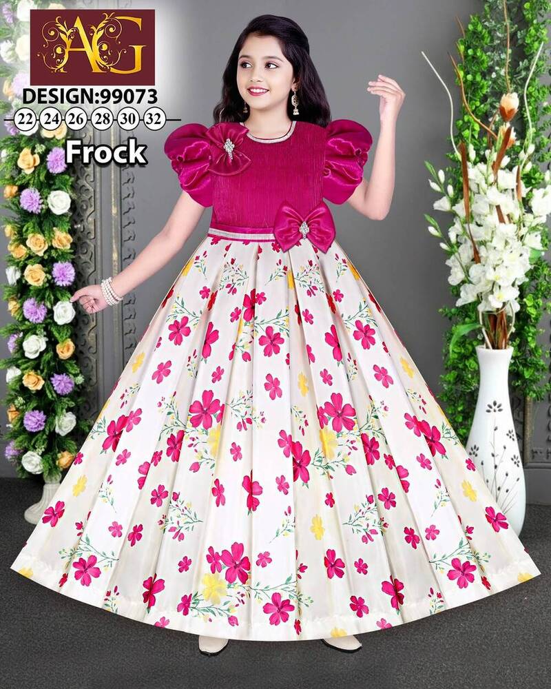 99073 Flower Printed Baby Long Frock