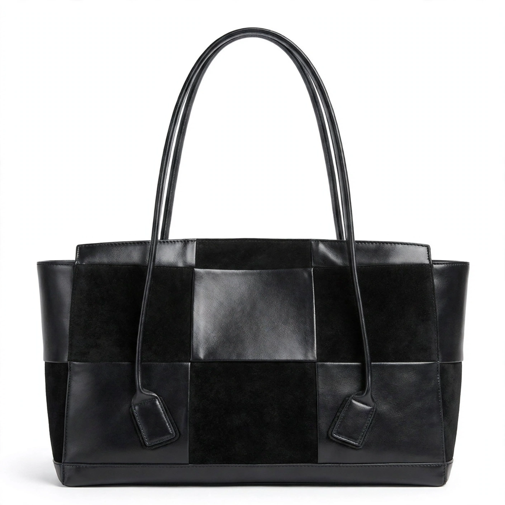 PU & Suede Patchwork Handbag tote
