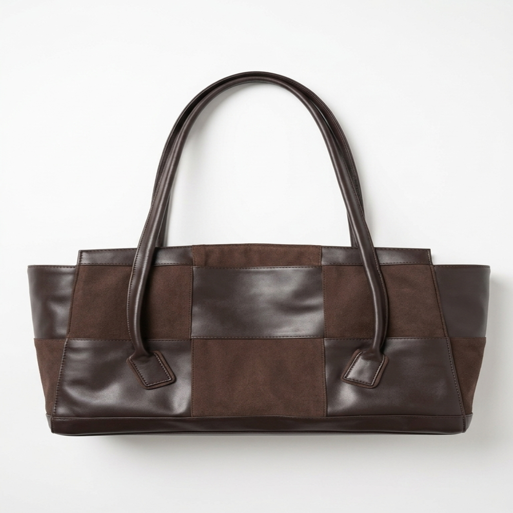 PU & Suede Patchwork Handbag tote