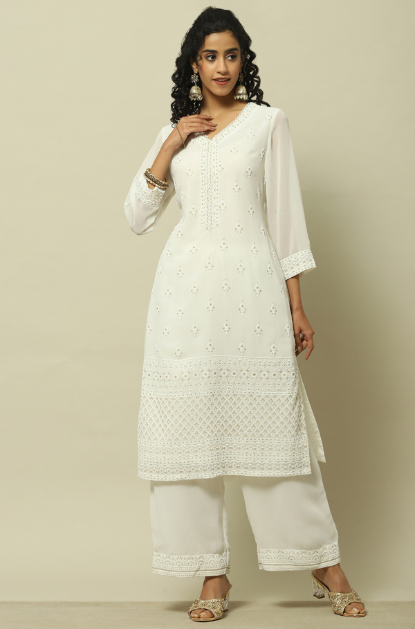 White Textured Corset Kurti