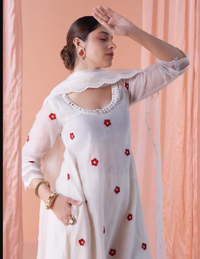 White Textured Corset Kurti