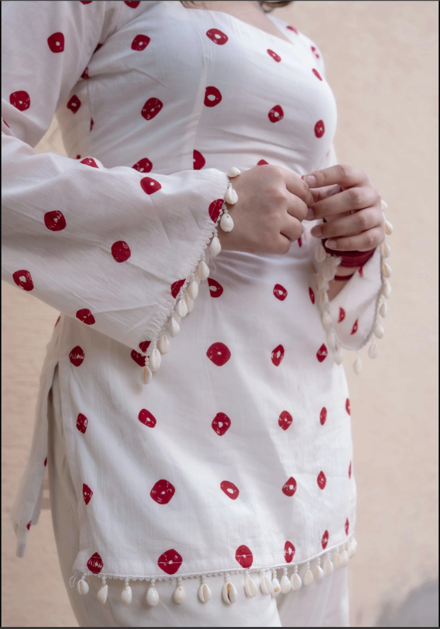 White Textured Corset Kurti