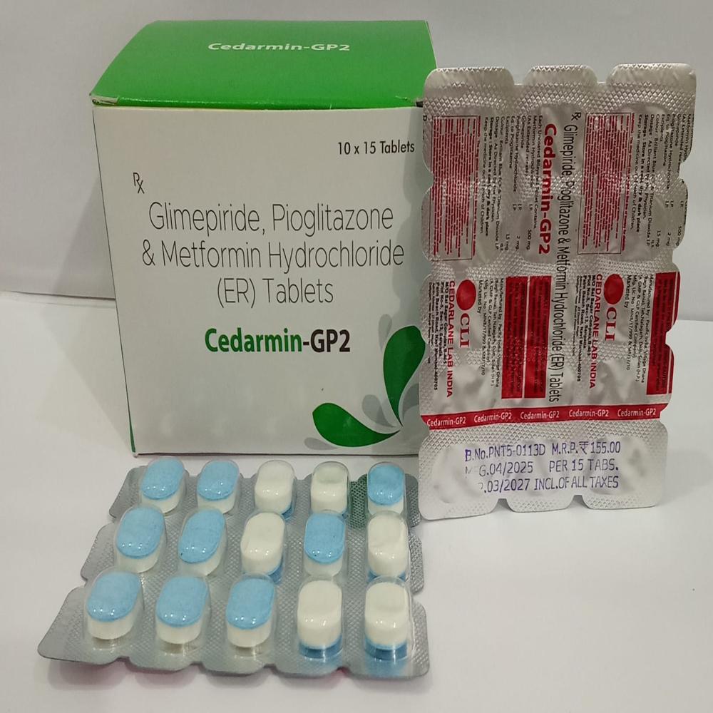 CEDARMIN-GP2 ( GLIMEPIRIDE, PIOGLITAZONE & METFORMIN HYDROCHLORIDE (ER) TABLETS