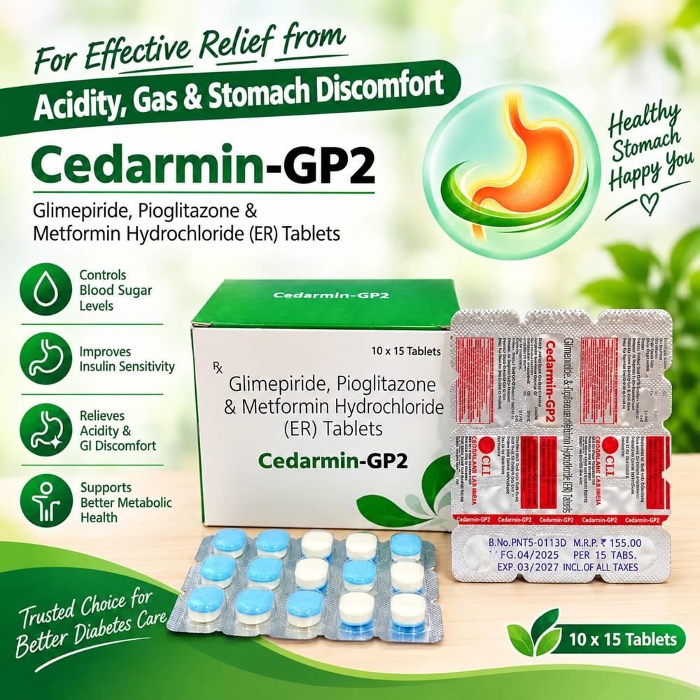 CEDARMIN-GP2 ( GLIMEPIRIDE, PIOGLITAZONE & METFORMIN HYDROCHLORIDE (ER) TABLETS