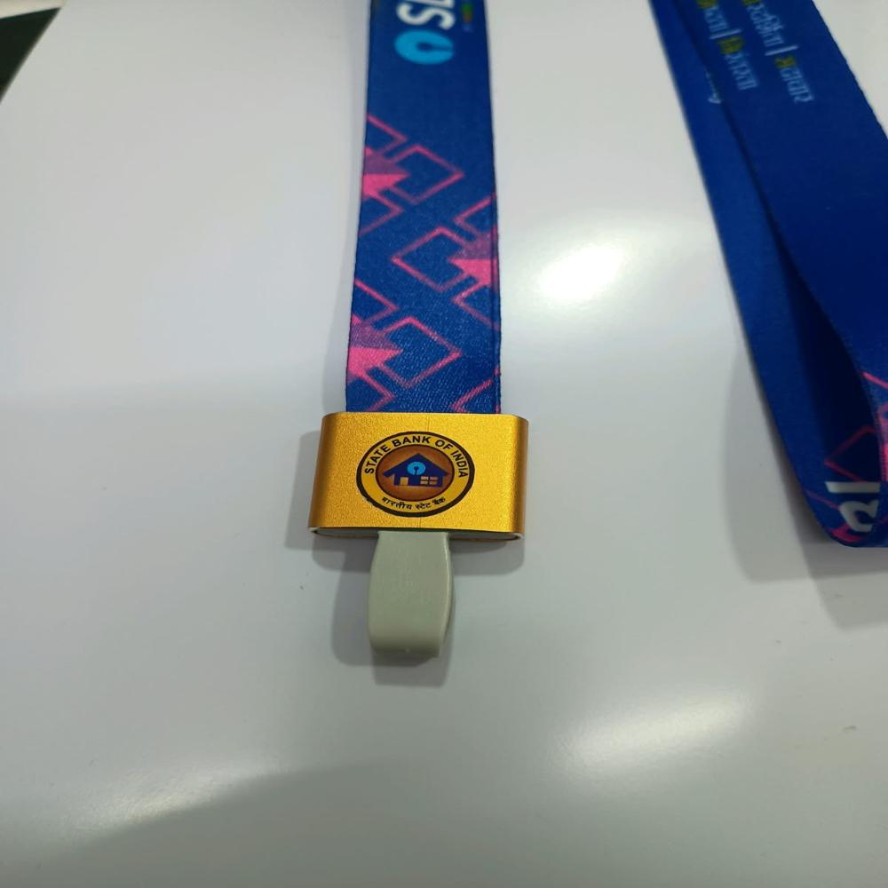 SBI lanyard with metal Cap with logo printed